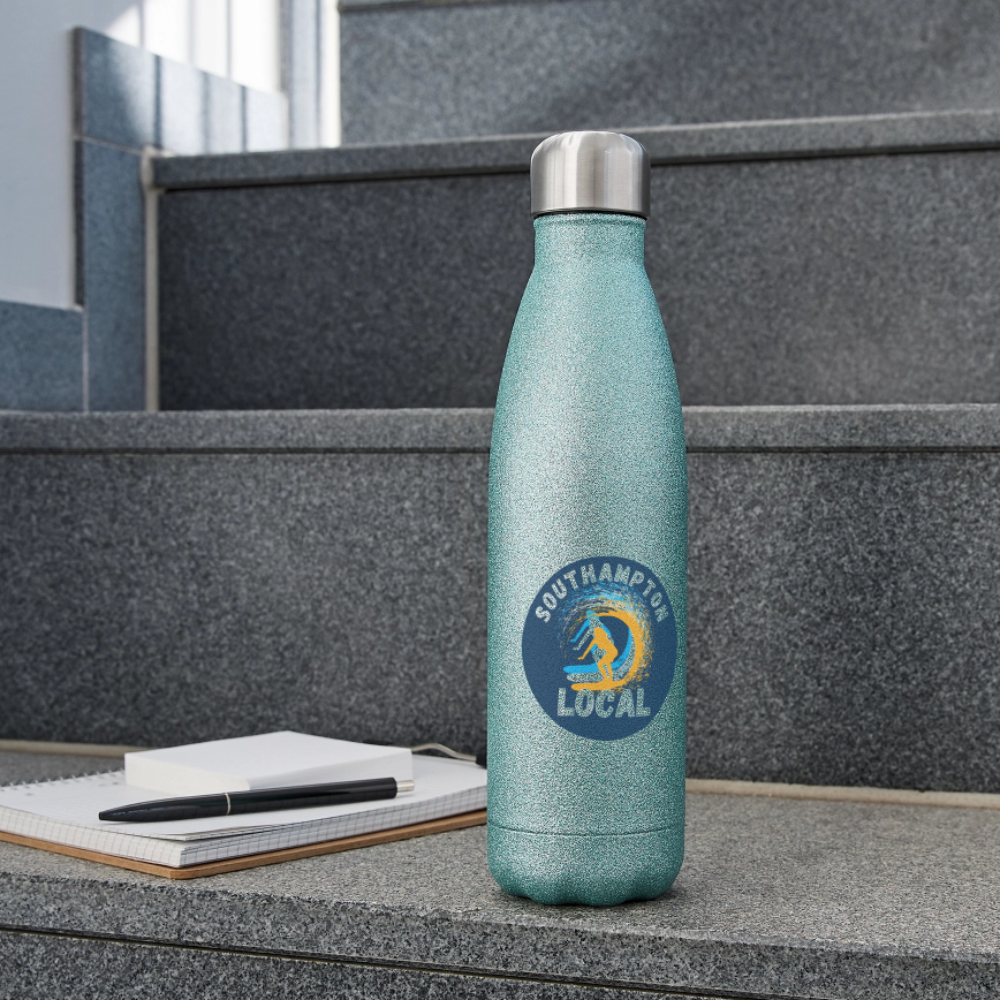 Insulated Stainless Steel Water Bottle - turquoise glitter